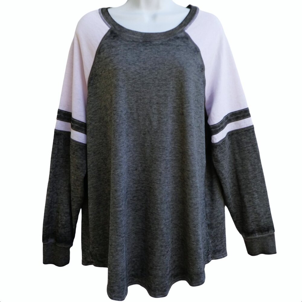 NEW Torrid  Varsity Baseball Sweatshirt Charcoal White Raglan Long Sleeve 2X
